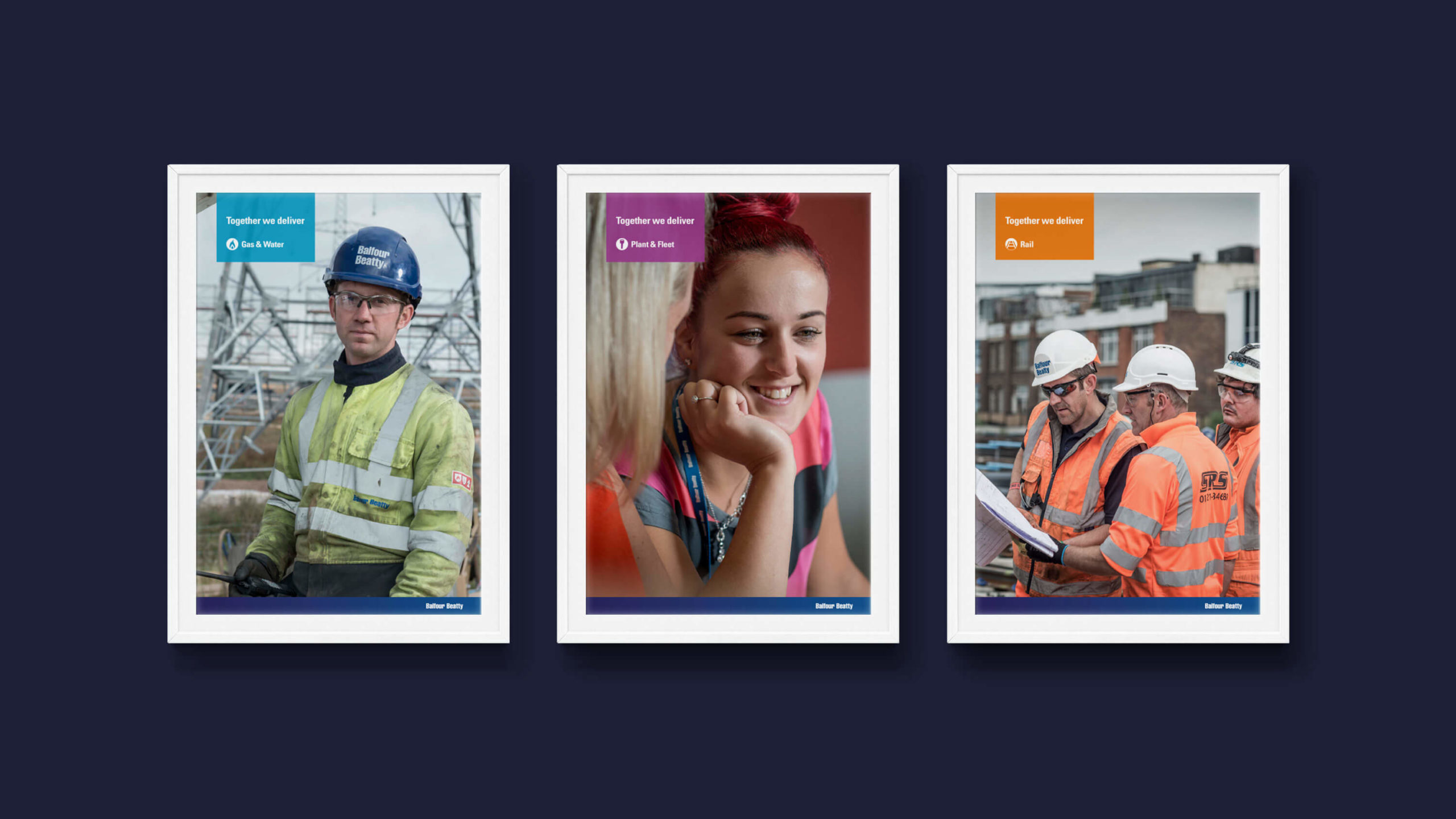 Balfour Beatty Services brand value posters with associated employee photography