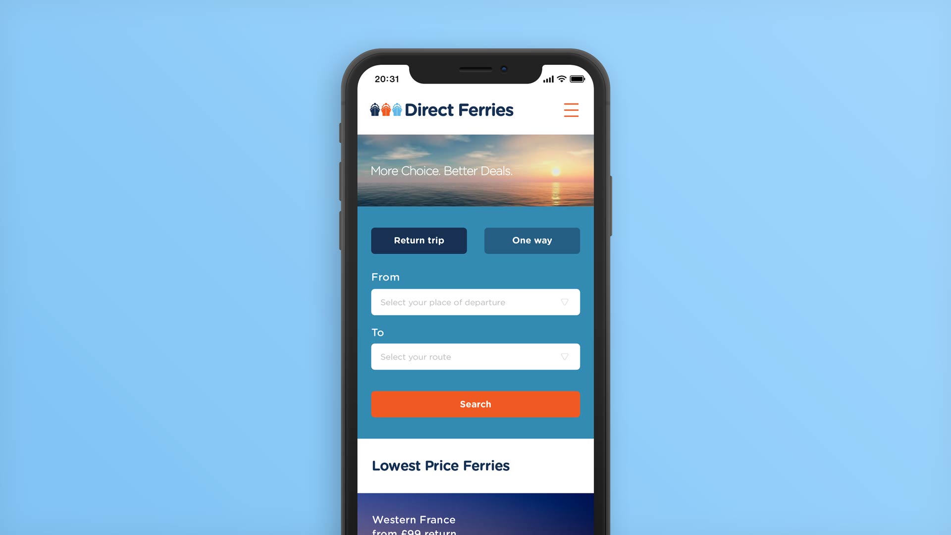 Direct Ferries mobile website