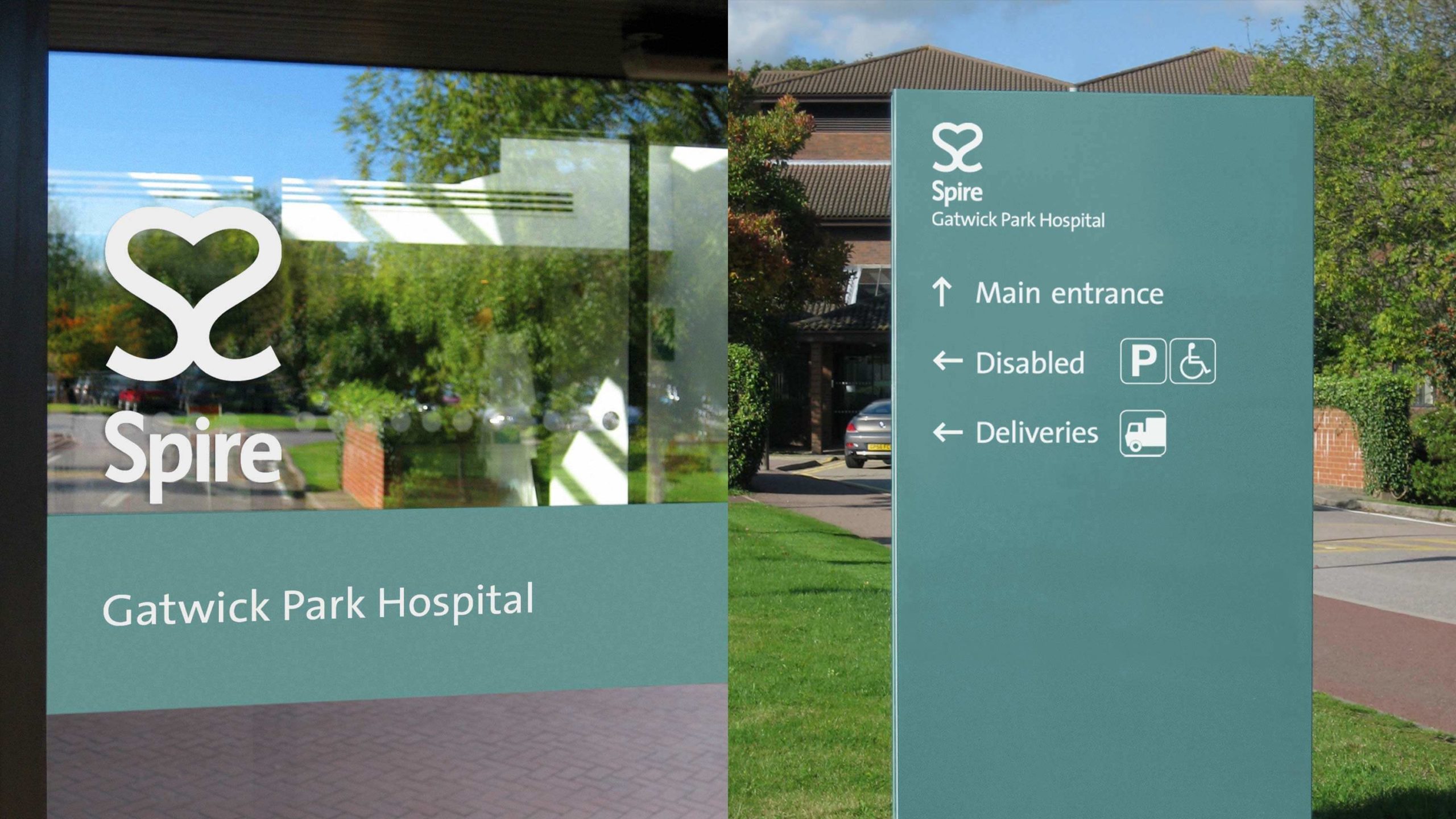 Spire Healthcare Gatwick Park Hospital signage and wayfinding