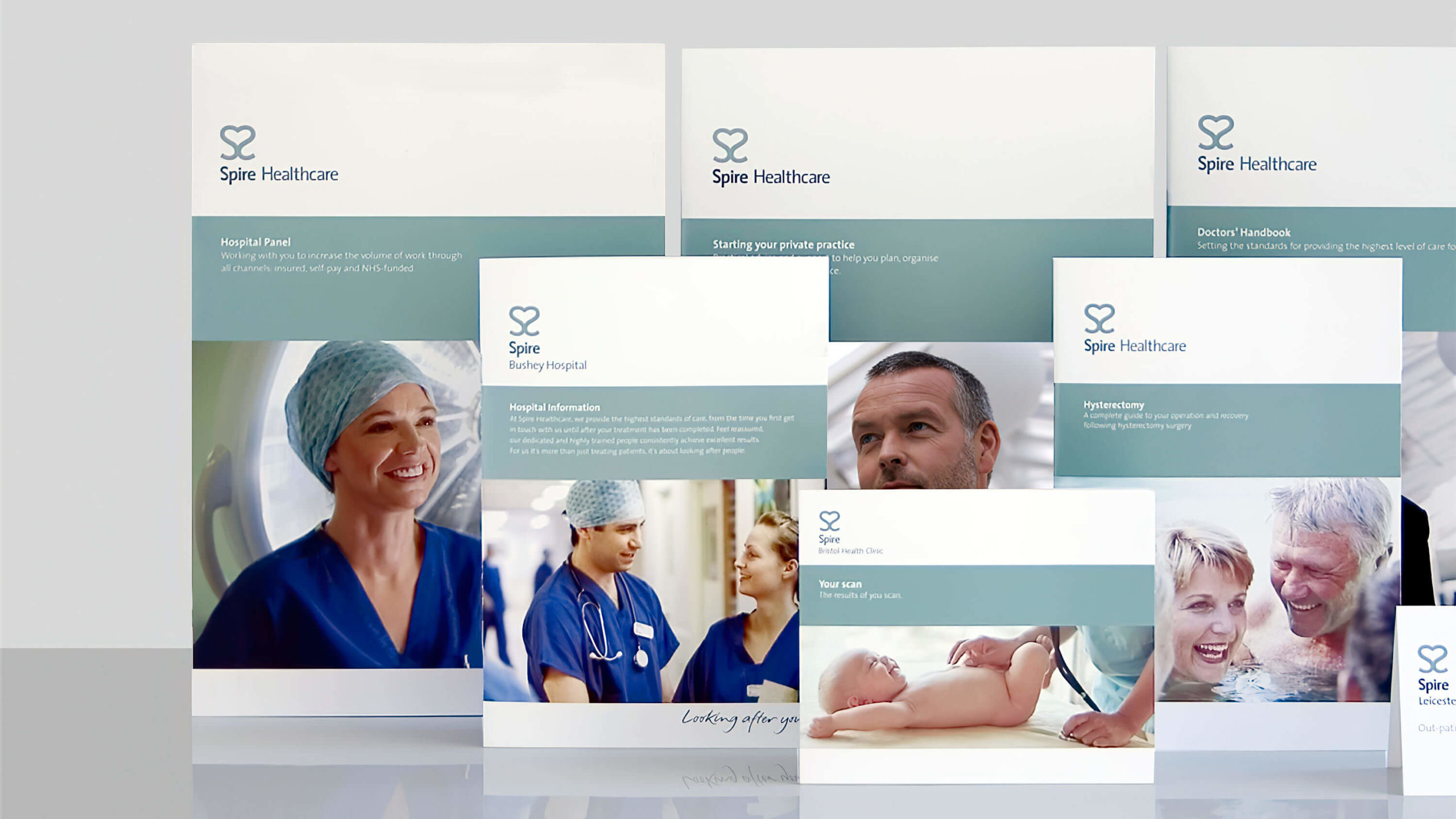 Spire Healthcare brand across printed collateral