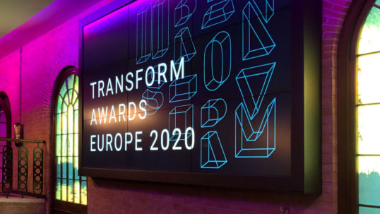 Transform Awards Europe 2020 event signage